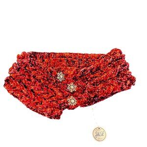 Handcrafted Red Crochet Scarf‎ With Snowflake Accents By J&L Designs